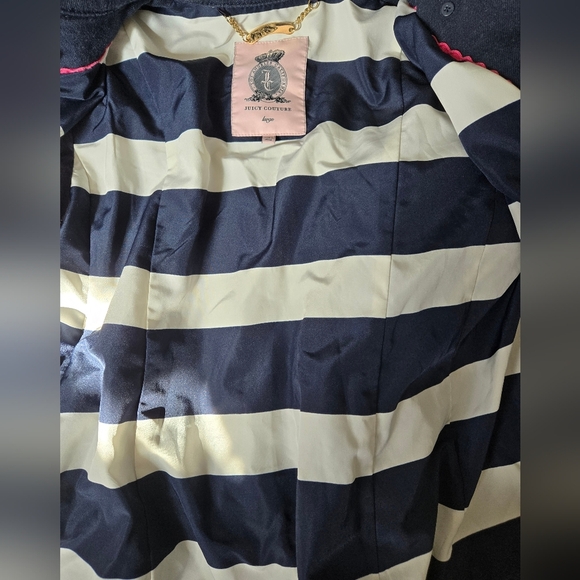 Juicy Couture Y2K Navy Peacoat, Branded Gold Buttons. Nautical Lining. Size L - Picture 11 of 15